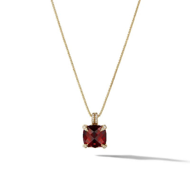 Exclusive Online Jewelry Sale – Don't Wait Chatelaine® Pendant Necklace in 18K Yellow Gold with Garnet and Diamonds\, 11mm