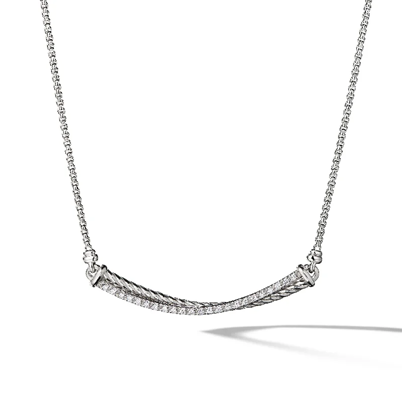 Final Call – Shop Exquisite Jewelry Before It's Gone Crossover Bar Necklace in Sterling Silver with Diamonds