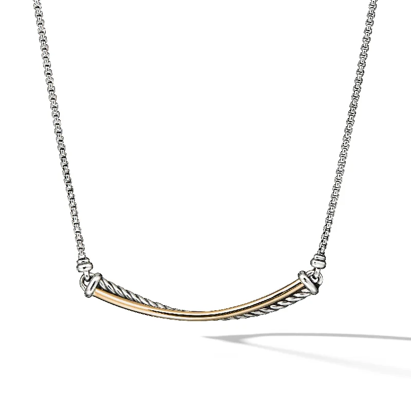 Your Dream Jewelry At Dream Prices – Shop Now Crossover Bar Necklace in Sterling Silver with 18K Yellow Gold