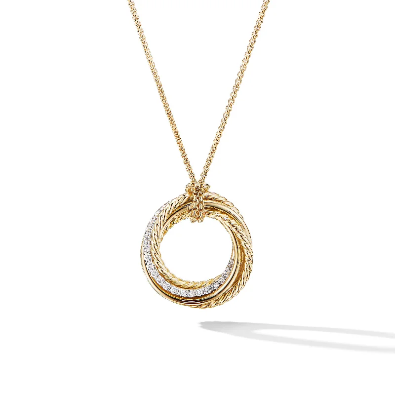 Luxury Jewelry Sale – Sparkle For Less Crossover Pendant Necklace in 18K Yellow Gold with Diamonds\, 21mm