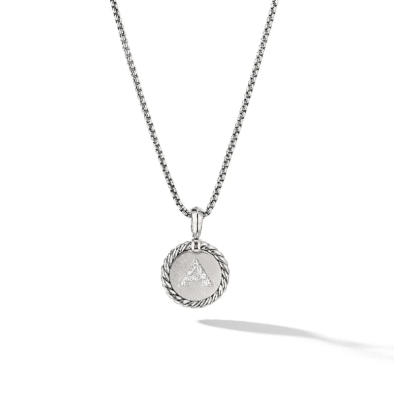 Premium Diamond Jewelry For Unforgettable Moments Initial Charm Necklace in Sterling Silver with Diamond A