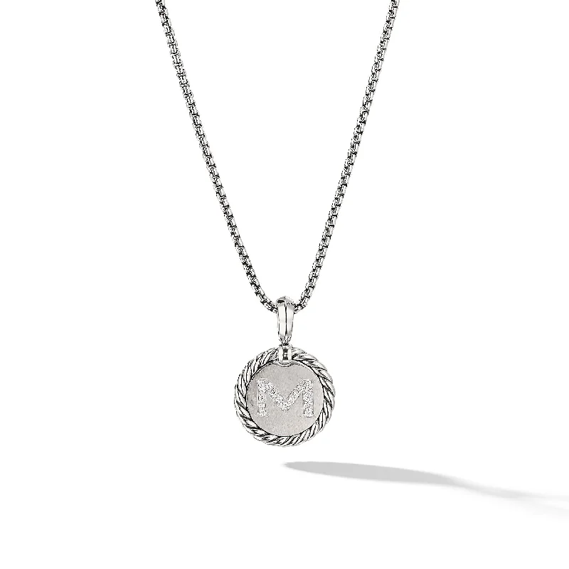 Versatile Layering Jewelry For Effortless Chic Initial Charm Necklace in Sterling Silver with Diamond M