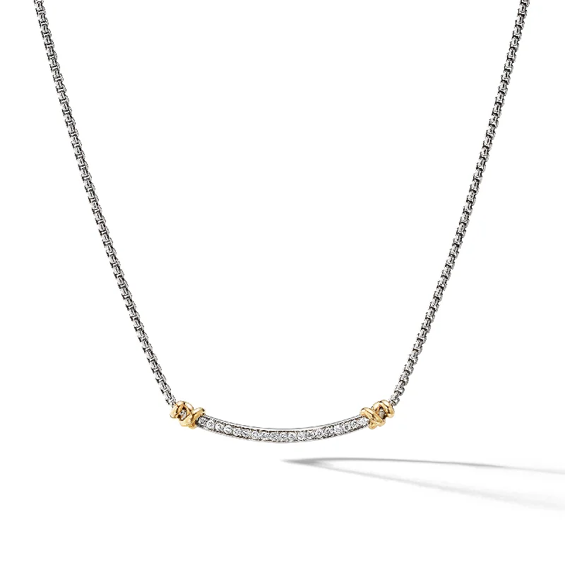 Premium Jewelry Now Available At Special Discounts Petite Helena Wrap Station Necklace in Sterling Silver with 18K Yellow Gold and Diamonds\, 29mm