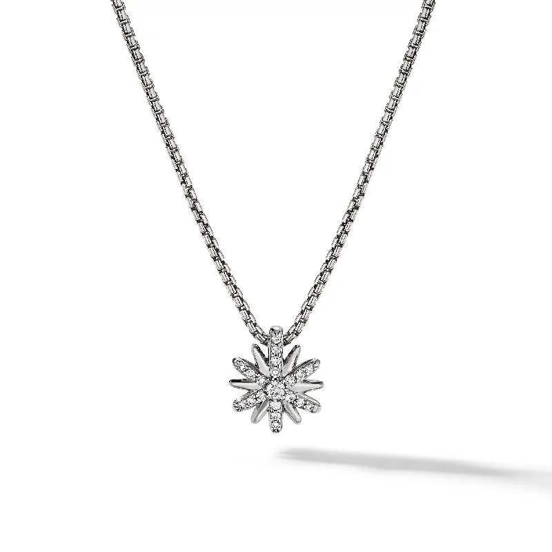 Unlock Unbeatable Jewelry Deals Before They’Re Gone Petite Starburst Pendant Necklace in Sterling Silver with Diamonds\, 10.5mm