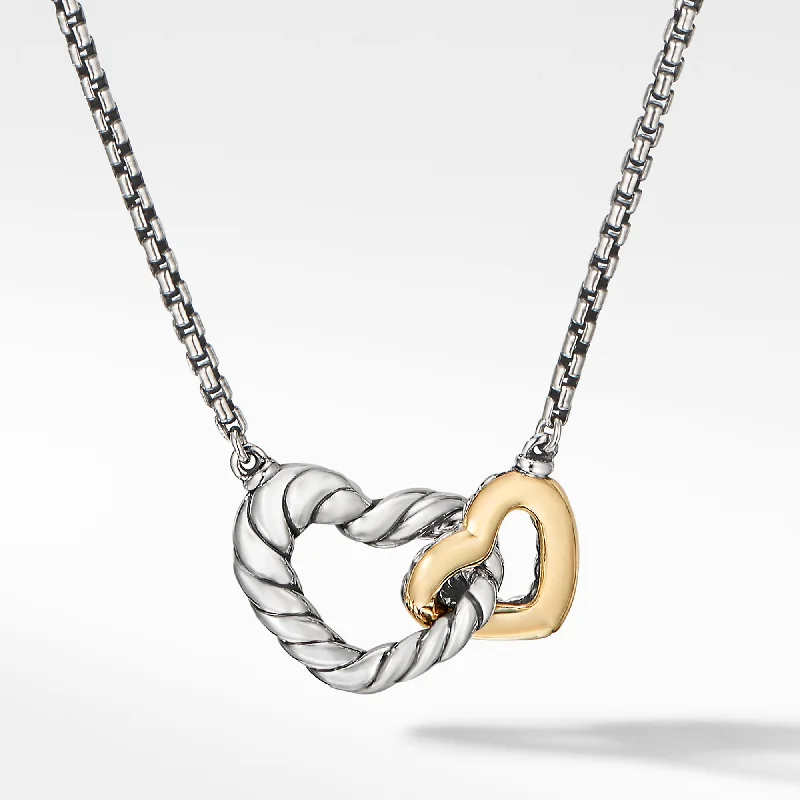 Limited-Time Offer On Elegant Jewelry Pieces Cable Collectibles® Interlocking Heart Necklace in Sterling Silver with 18K Yellow Gold\, 16.4mm