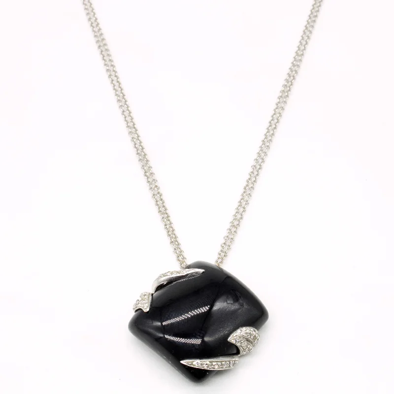 Onyx & Diamond Pendant & Necklace | 22.50ct, 0.25ctw | 16" |