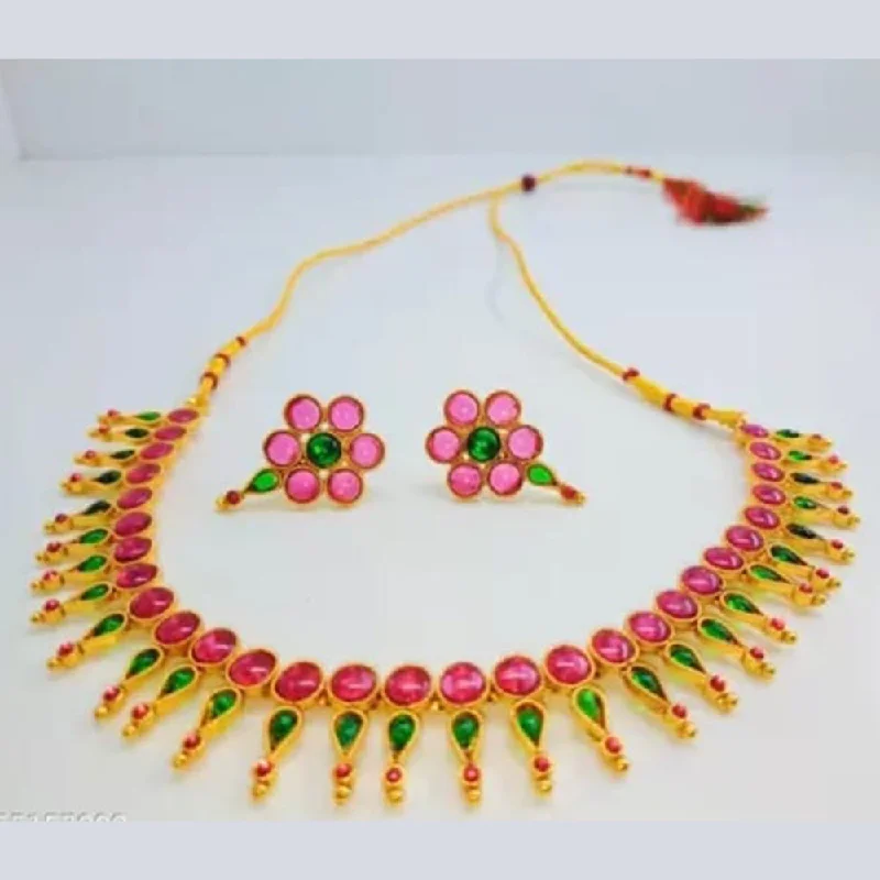 Don't Miss Out On Jaw-Dropping Jewelry Discounts Palak Art Gold Plated Pota Stone Necklace Set