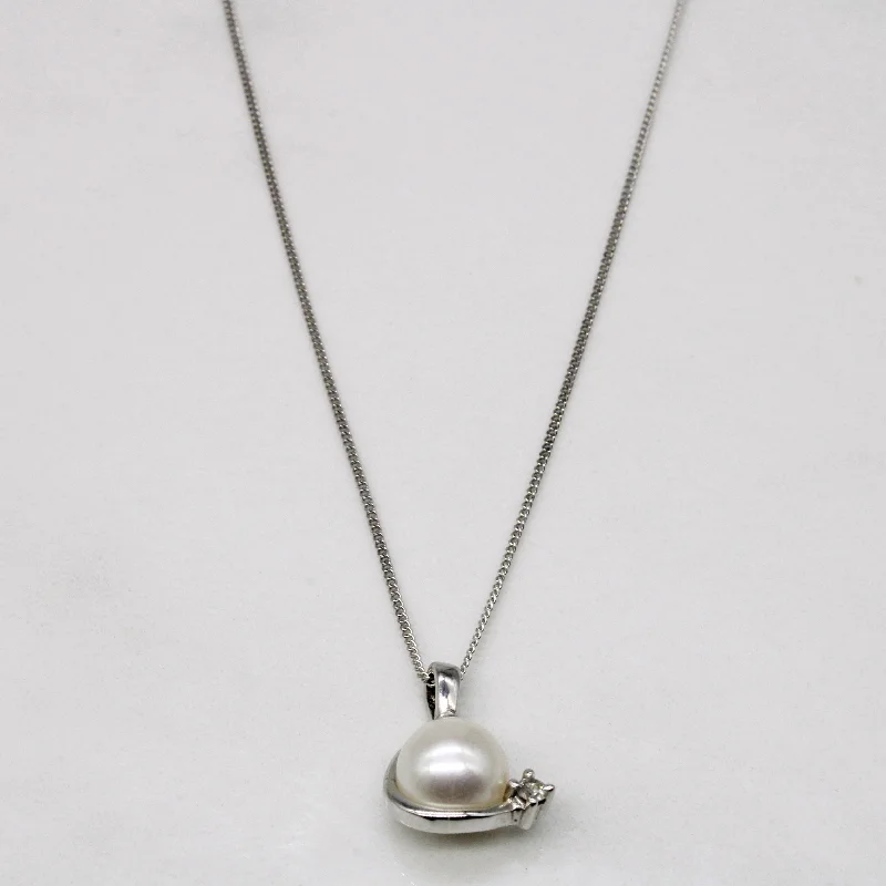 Pearl & Diamond Pendant & Necklace | 0.02ct | 18" |