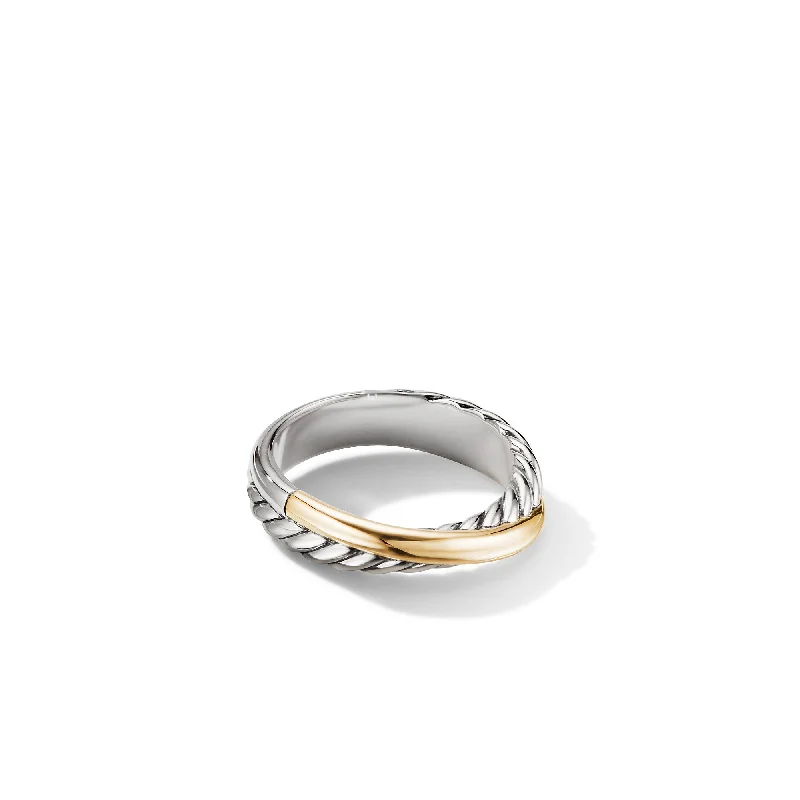 Luxury Jewelry At Unbeatable Discounts Crossover Band Ring in Sterling Silver with 18K Yellow Gold\, 5.3mm