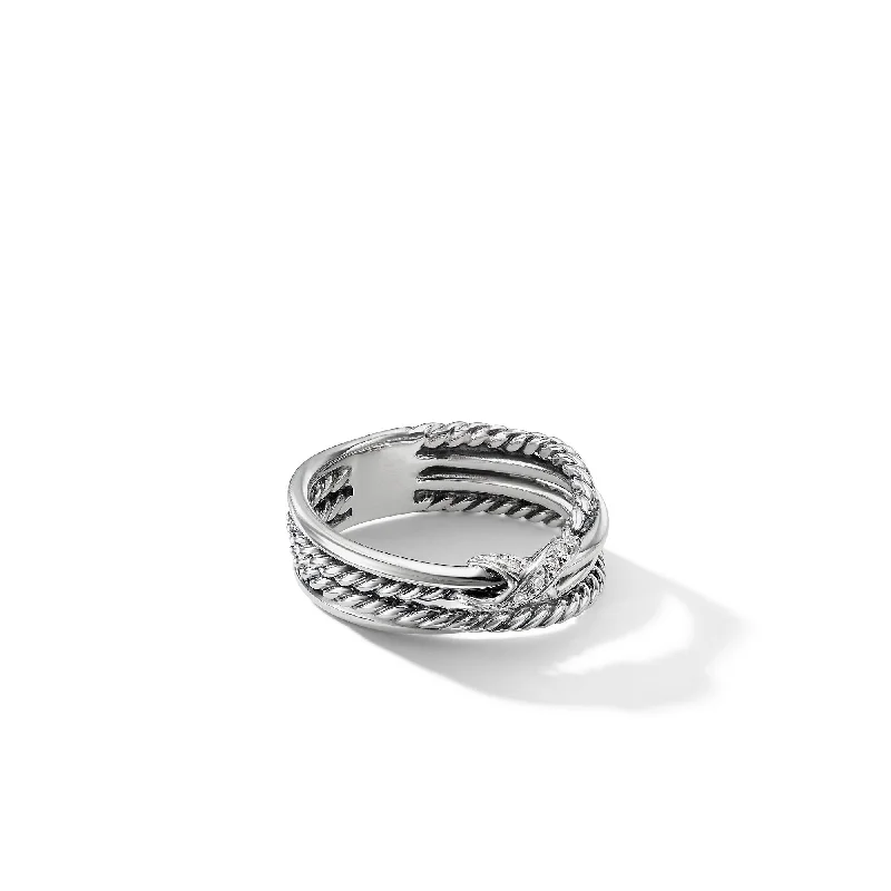 Elegant Jewelry Pieces At Unbelievable Prices X Crossover Band Ring in Sterling Silver with Diamonds\, 6mm