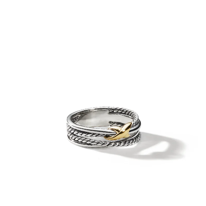 Jewelry Sale Alert – Shop Timeless Elegance Today X Crossover Band Ring in Sterling Silver with 18K Yellow Gold\, 6mm