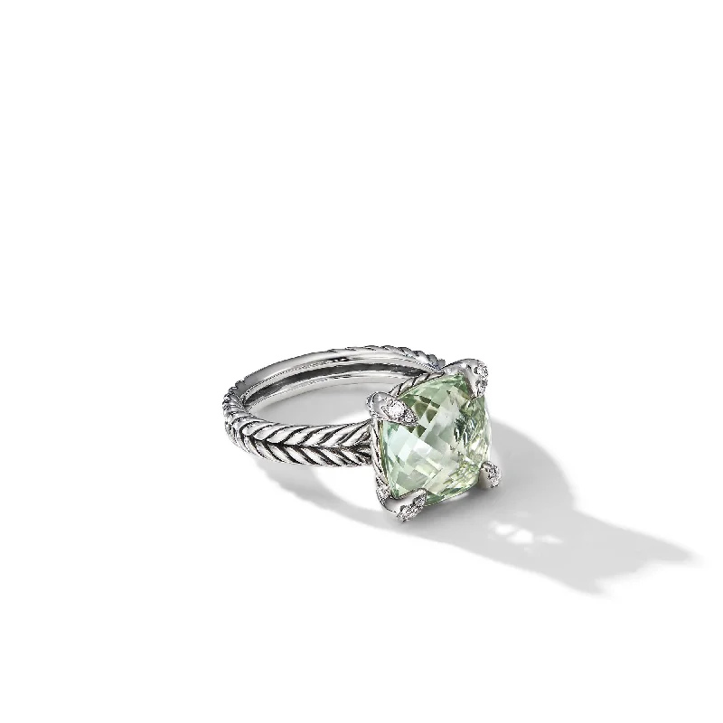 Exclusive Jewelry Discounts – Shop Now For Savings Chatelaine® Ring in Sterling Silver with Prasiolite and Diamonds\, 11mm