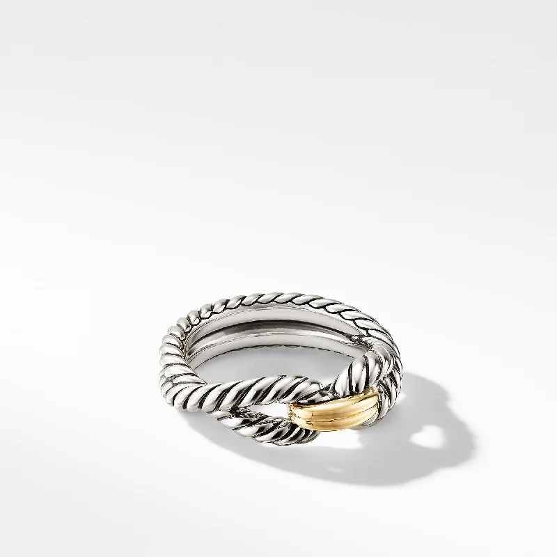 High-End Sparkle, Low-End Prices – Shop Now Cable Loop Band Ring in Sterling Silver with 18K Yellow Gold\, 7mm