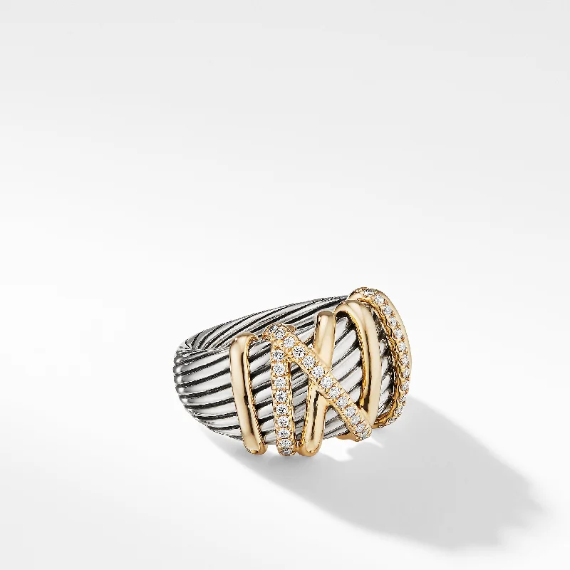 Premium Jewelry At Promotional Prices – Shine Today Helena Ring in Sterling Silver with 18K Yellow Gold and Diamonds\, 15mm