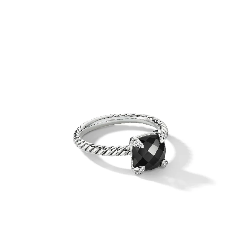 Fine Jewelry, Limited-Time Offers Available Chatelaine® Ring in Sterling Silver with Black Onyx and Diamonds\, 8mm