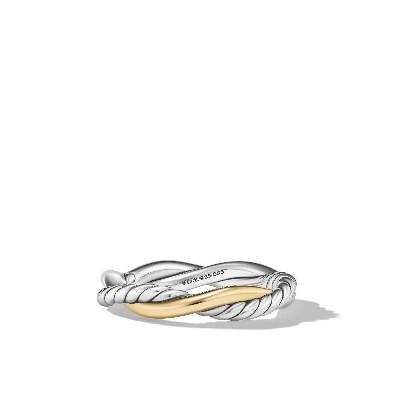 Must-Have Jewelry At Unbelievable Discounts Petite Infinity Band Ring in Sterling Silver with 14K Yellow Gold\, 4mm