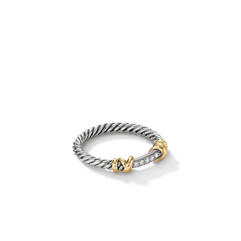 Shop Modern Jewelry Collections With Exclusive Discounts Petite Helena Wrap Band Ring in Sterling Silver with 18K Yellow Gold and Diamonds\, 4mm