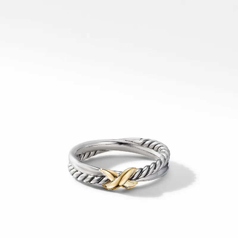 Huge Savings On Timeless Jewelry Collections Petite X Ring in Sterling Silver with 18K Yellow Gold\, 4mm