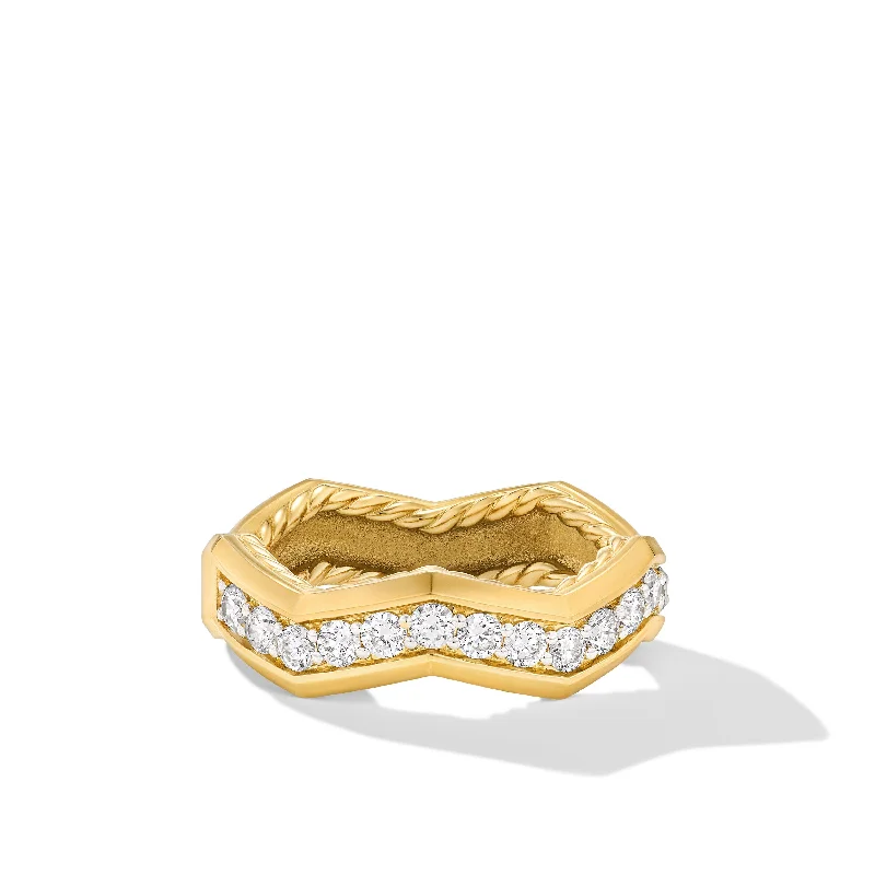 Grab Your Favorite Jewelry At The Lowest Prices Zig Zag Stax™ Ring in 18K Yellow Gold with Diamonds\, 5mm