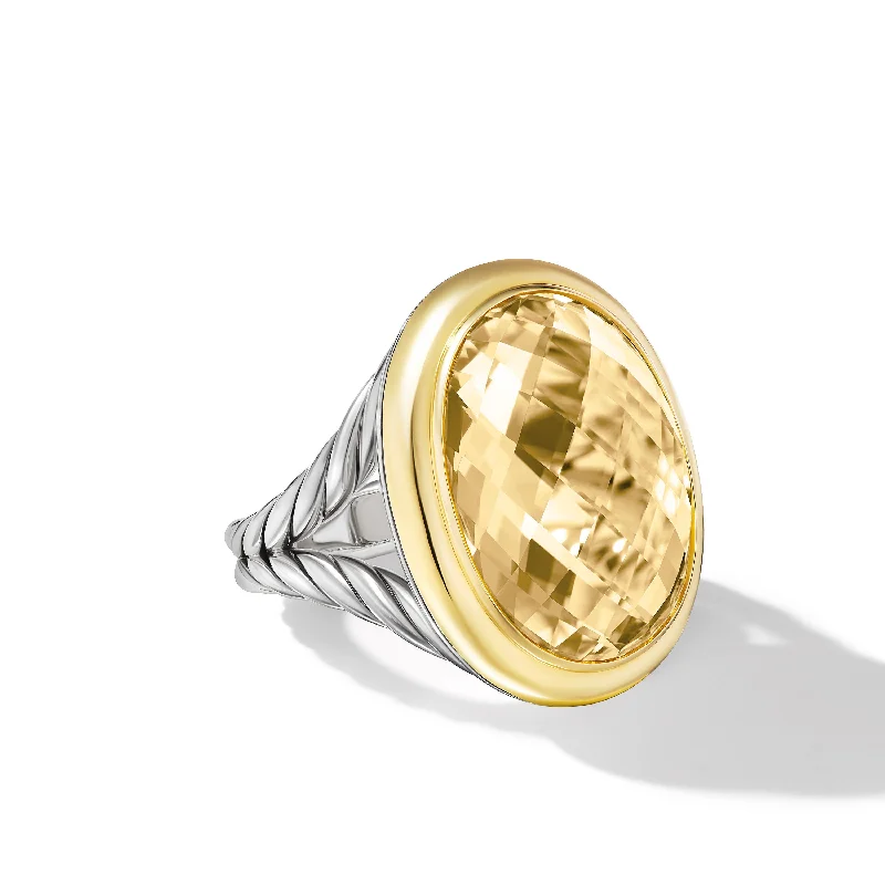 Limited-Stock Jewelry Sale – Once It's Gone, It's Gone Albion® Oval Ring in Sterling Silver with 18K Yellow Gold and Champagne Citrine\, 21mm