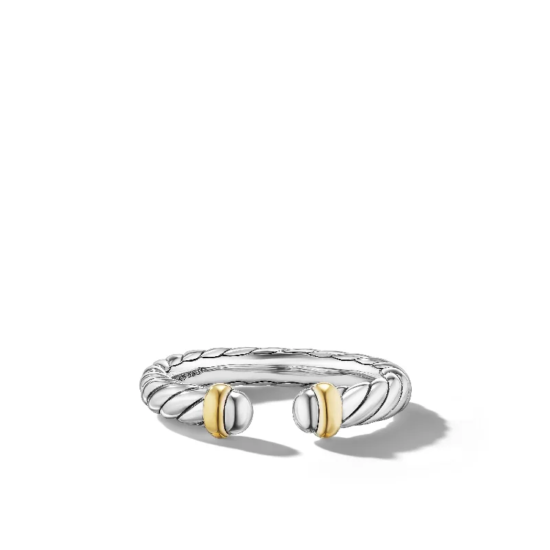 Bestselling Jewelry At Special Promotional Rates Petite Modern Cable Ring in Sterling Silver with 14K Yellow Gold\, 3.4mm