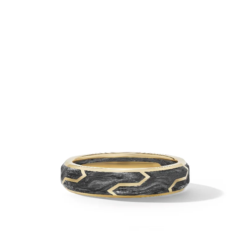 Jewelry Flash Sale – Stylish Designs At Unbeatable Rates Forged Carbon Band Ring in 18K Yellow Gold\, 6mm