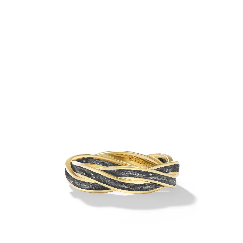 Your Dream Jewelry At Dream Prices DY Helios™ Band Ring in 18K Yellow Gold with Forged Carbon\, 6mm