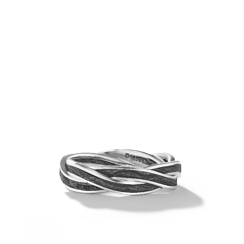 Exclusive Jewelry Sale Event – Shop Now DY Helios™ Band Ring in 18K White Gold with Forged Carbon\, 6mm