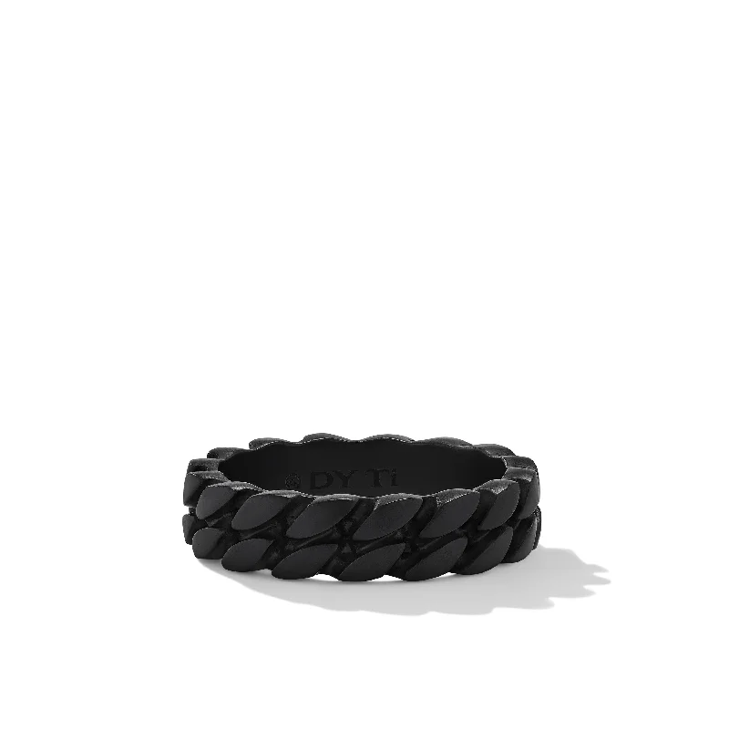 Don't Miss Out On Jaw-Dropping Jewelry Discounts Curb Chain Band Ring in Black Titanium\, 6mm