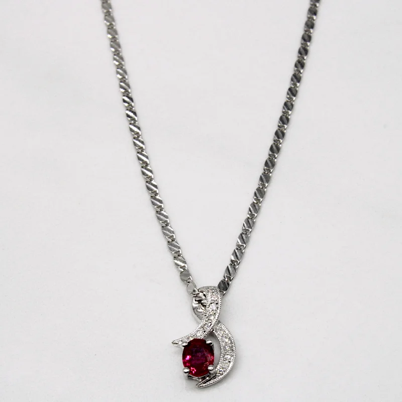 Ruby & Diamond Pendant & Necklace | 0.32ct, 0.07ctw | 16" |