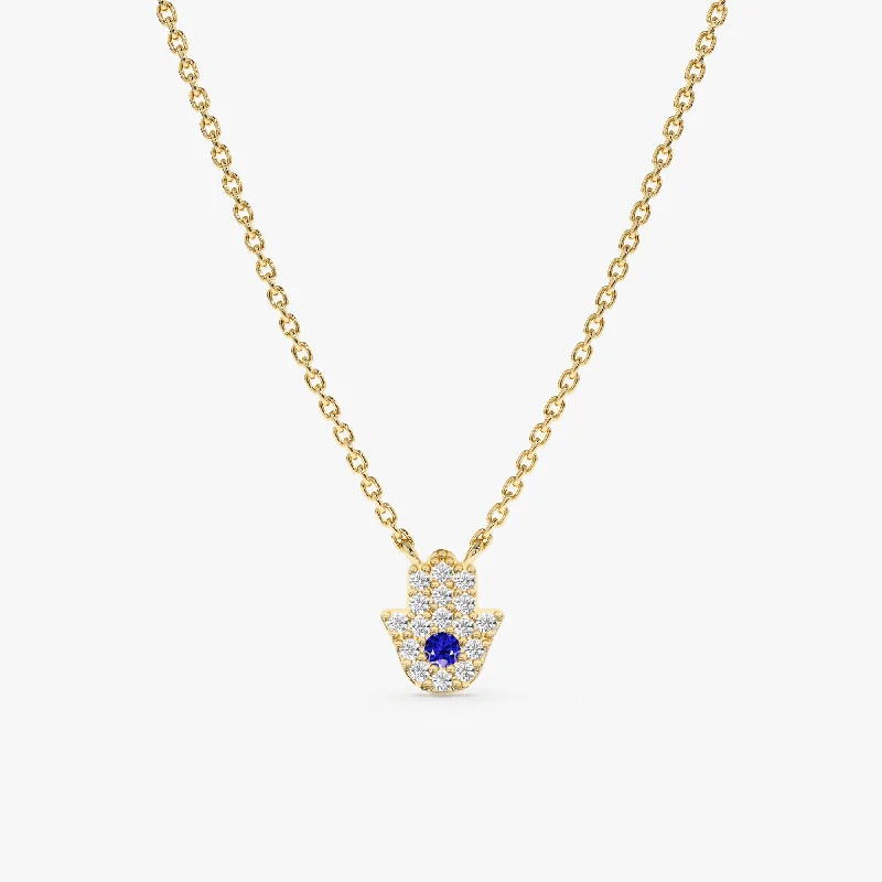 Sapphire & Diamonds Hamsa Necklace, Edina