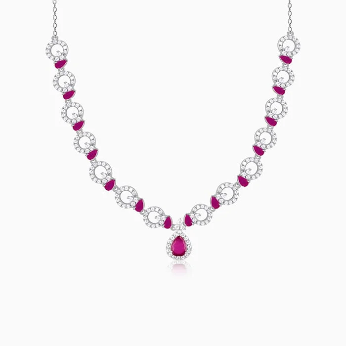 Silver Zircon Ballentine Necklace