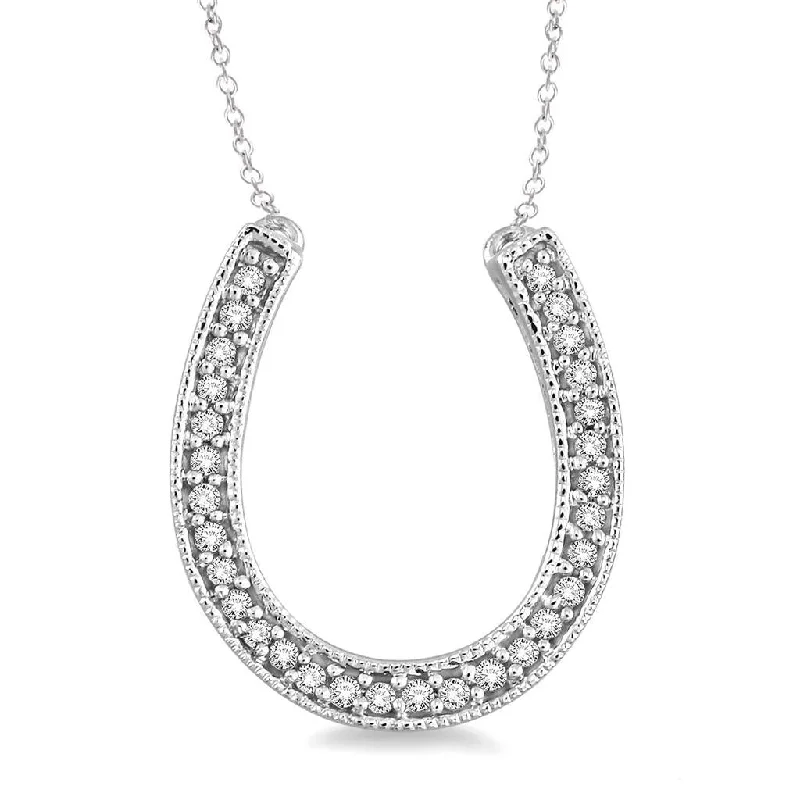 Sterling Silver Horseshoe Diamond Necklace