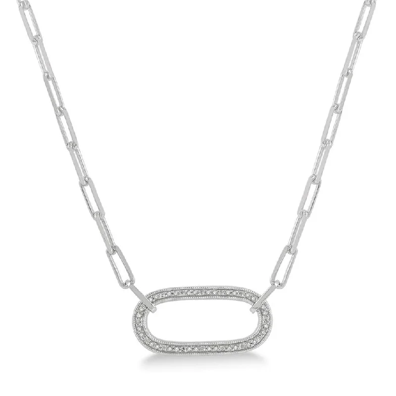 Sterling Silver Paperclip Diamond Necklace