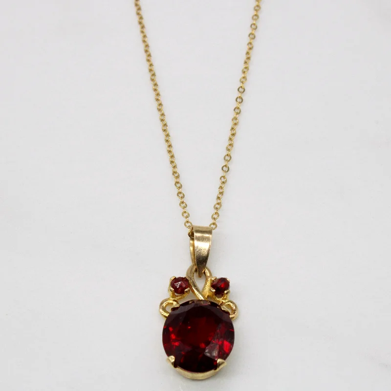 Synthetic Ruby & Garnet Necklace | 5.80ct, 0.30ctw | 16" |