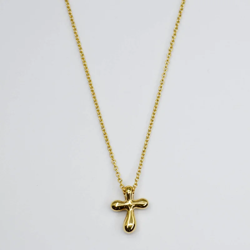 'Tiffany & Co.' Elsa Perreti Cross Pendant 18k Yellow Gold Necklace | 16" |