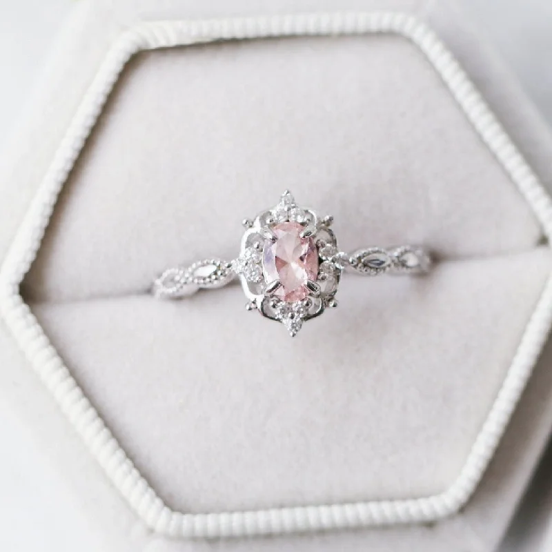 Claire Morganite Ring- Sterling Silver