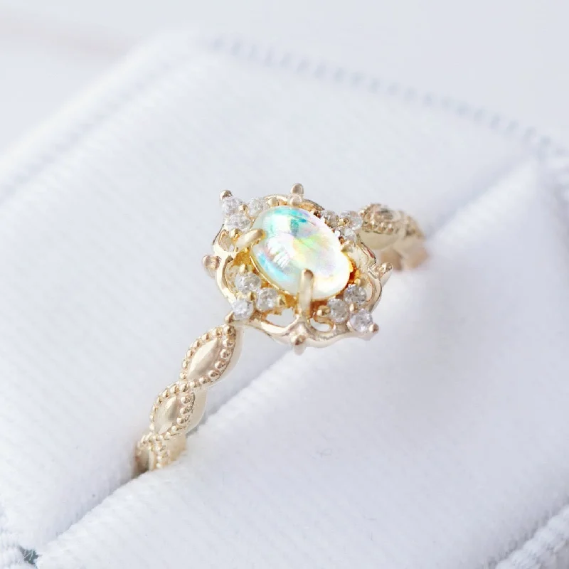 Claire Australian Opal Ring-14K Yellow Gold Vermeil