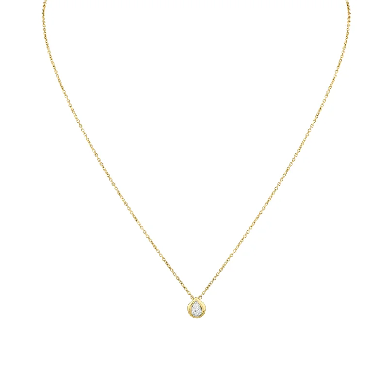 14K Yellow Gold Natural Diamonds Solitaire Necklace