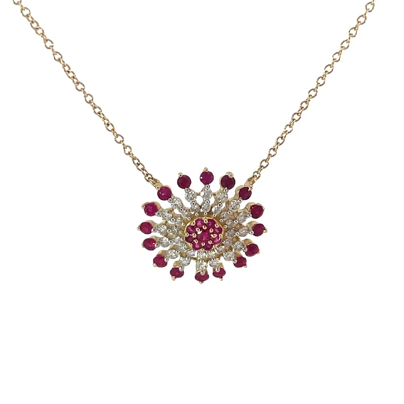 Yellow Gold Diamond Ruby Necklace