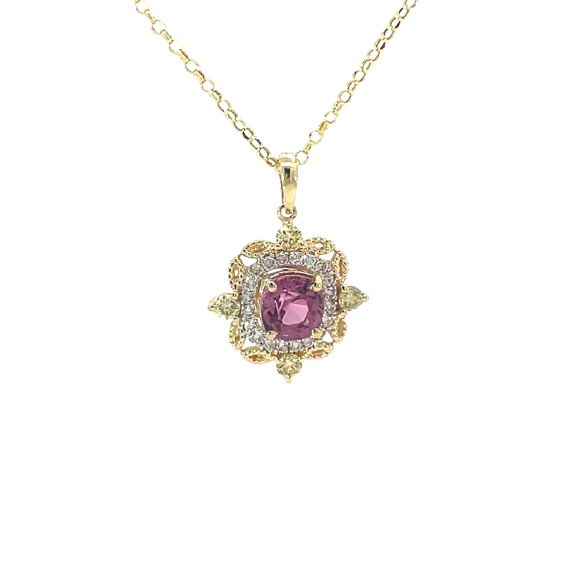 Yellow Gold Pink Sapphire Pendant